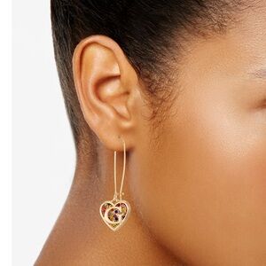 Guess Gold Heart Earrings with Multicolor Crystal Accents NWT